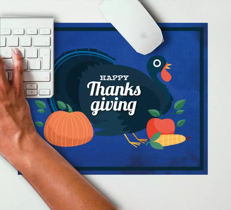 Blue thanksgiving Turkey mouse pad quotes - TenStickers