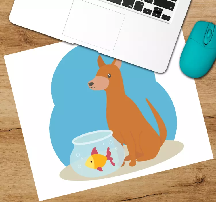 Cartoon fish and dog original mouse pad - TenStickers