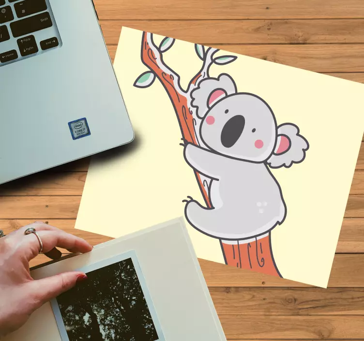 Climbing drew koala cartoon original mousepad - TenStickers