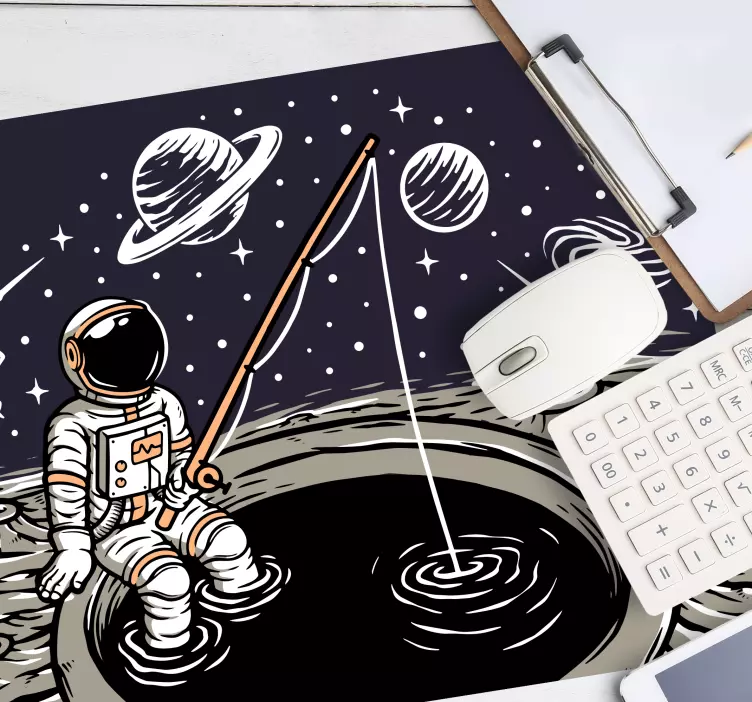 Fishing astronaut design original mouse pad - TenStickers