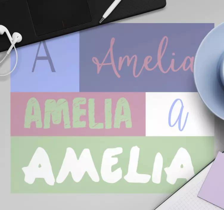 Name with different letter fonts mouse mat - TenStickers