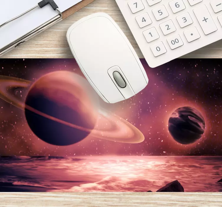 Purple realistic Saturn galaxy design mouse pad - TenStickers
