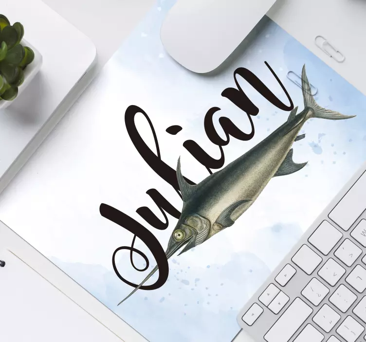 Swordfish with name personalised mouse pad - TenStickers