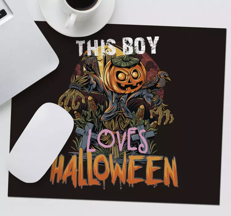 This boy loves Halloween mouse pad - TenStickers