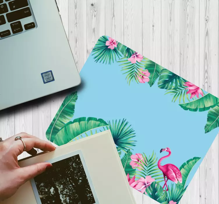 Tropical background with flamingos mouse pad - TenStickers