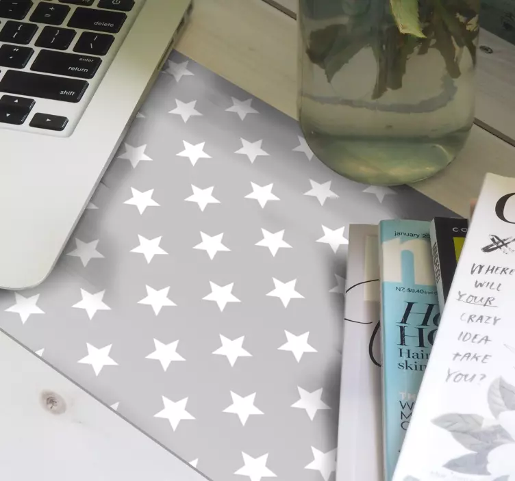 White stars & grey background mouse pad - TenStickers