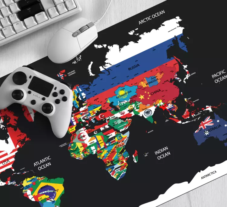 World map with flags colors world map mouse pad - TenStickers