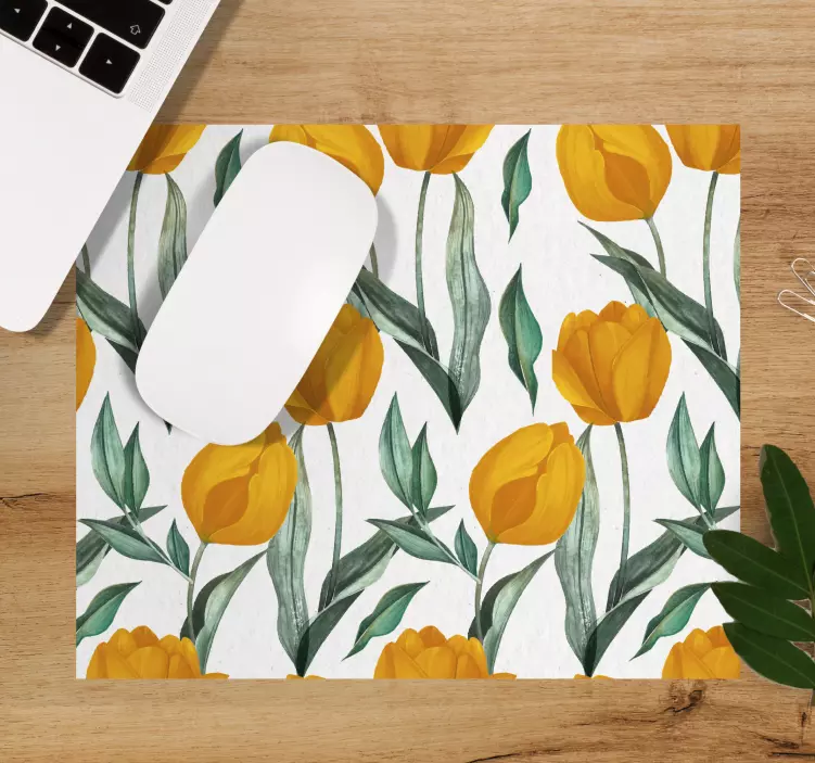 Yellow tulips oil painting pattern mouse pad - TenStickers