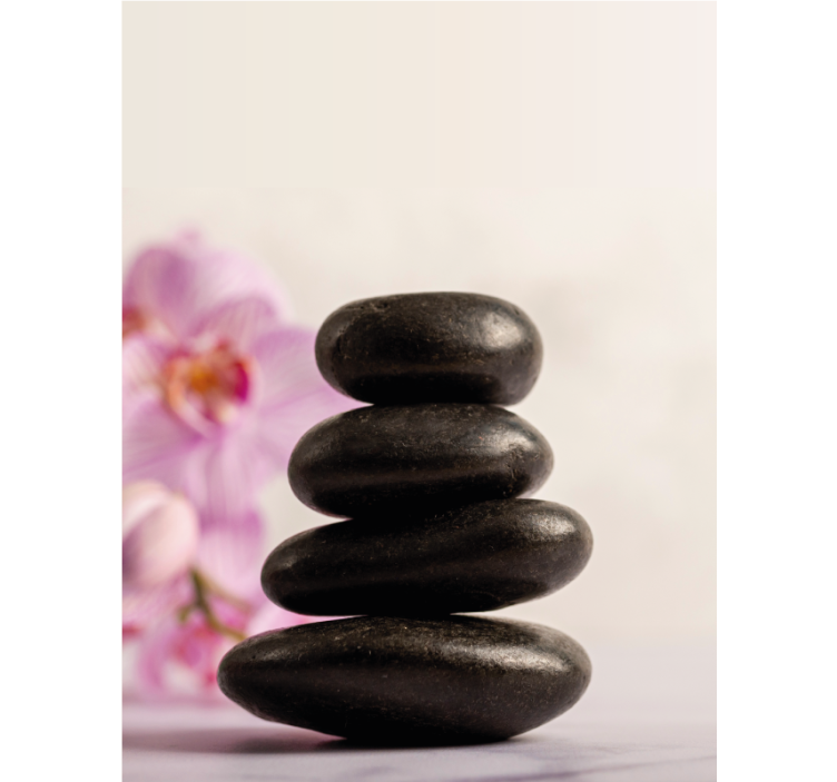 Zen bamboos and pink orchids bathroom roller blind - TenStickers