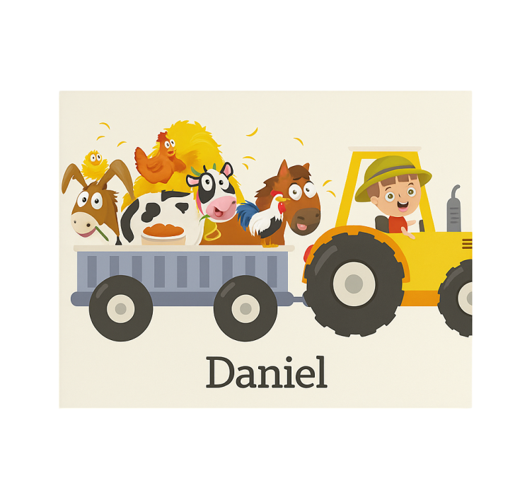 Farm tractor with name custom roller blind - TenStickers