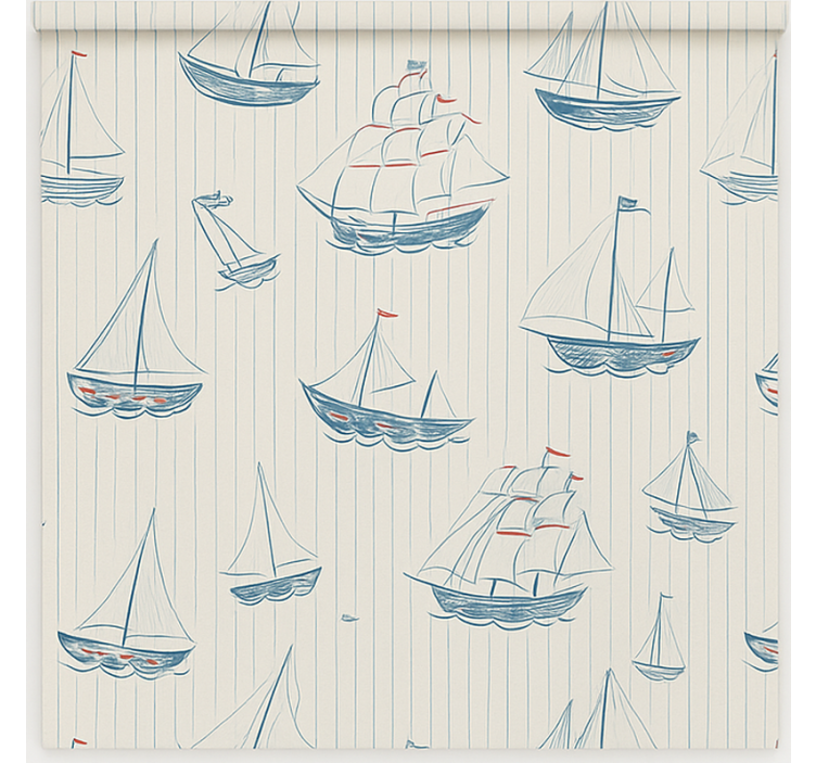 Drawing boats design children room roller blind - TenStickers