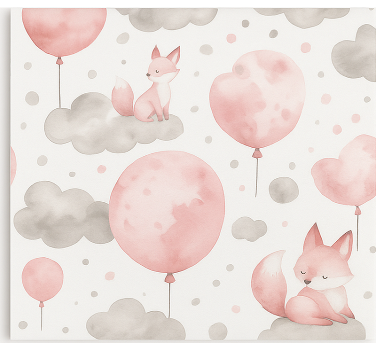 Pastel balloons and clouds children room roller blind - TenStickers