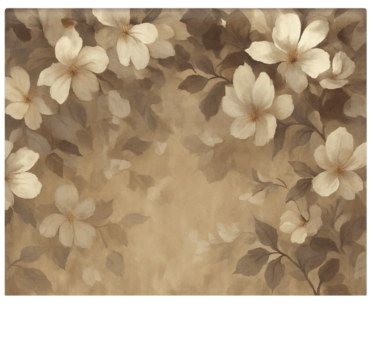 Beige painted flowers living room roller blind - TenStickers
