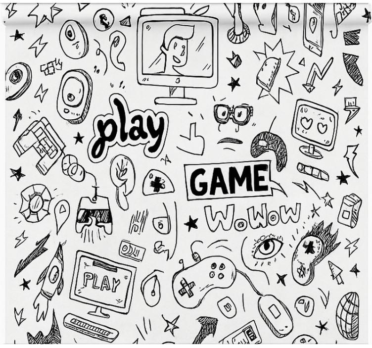 Black white gaming design geek roller blind - TenStickers