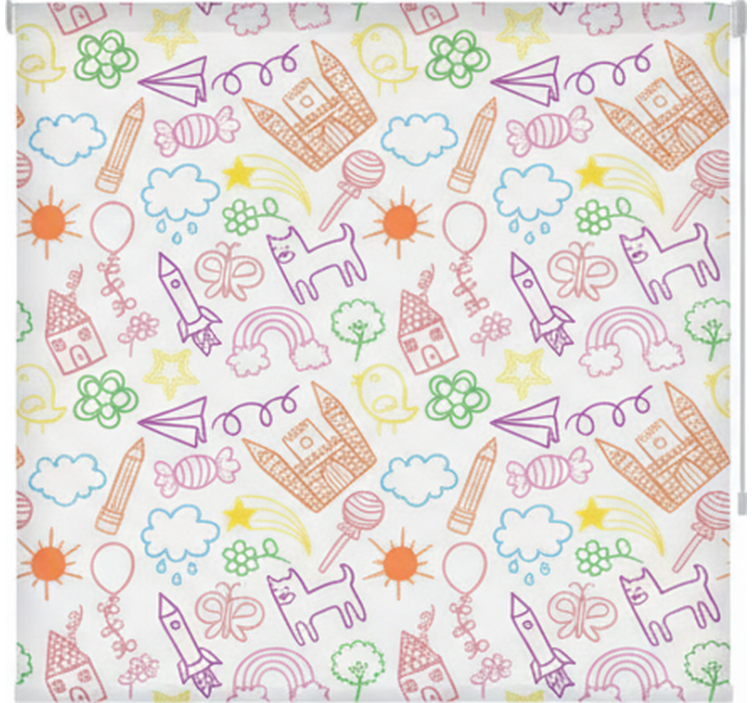 Scandinavian roller blind playful doodle design - TenStickers