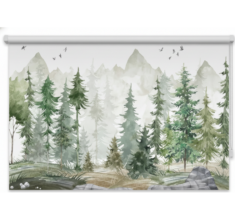 Tree roller blind in nordic pine minimal style - TenStickers