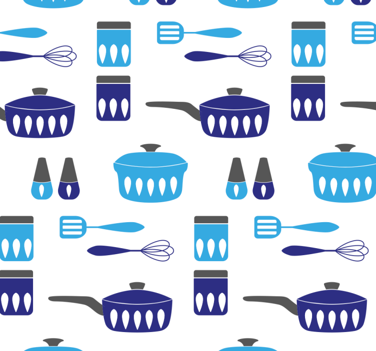 Kitchen roller blind blue utensils design - TenStickers