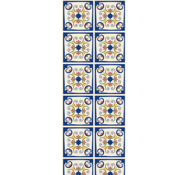 Kitchen roller blind with pink flowers portuguese tile - TenStickers