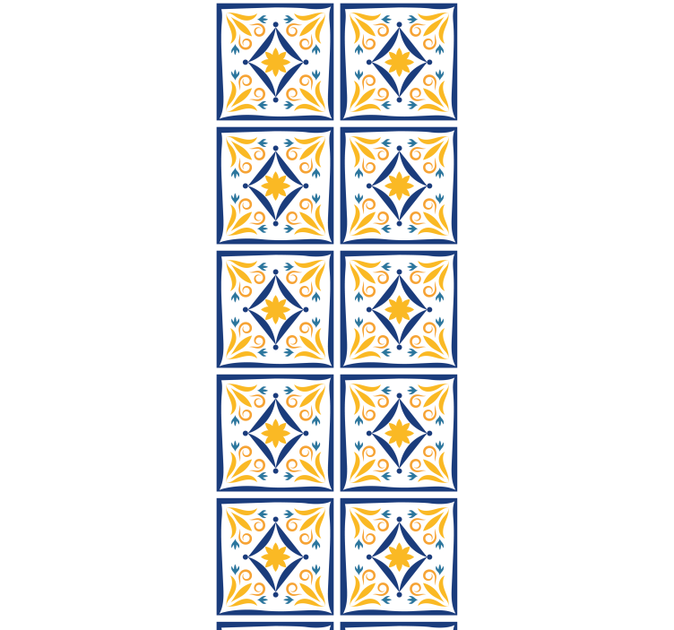 Kitchen roller blind blue and yellow portuguese tile - TenStickers