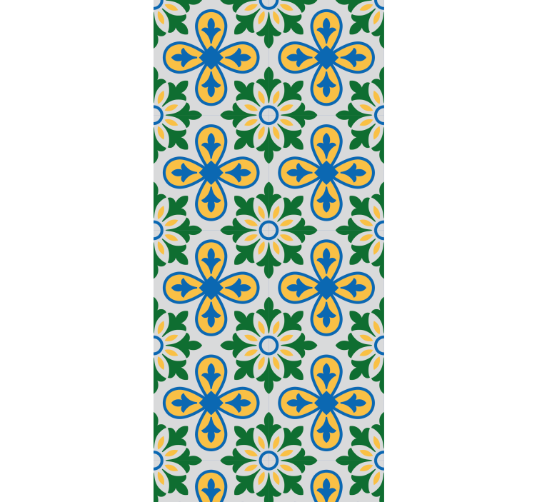 Kitchen roller blind in yellow and blue portuguese tile - TenStickers