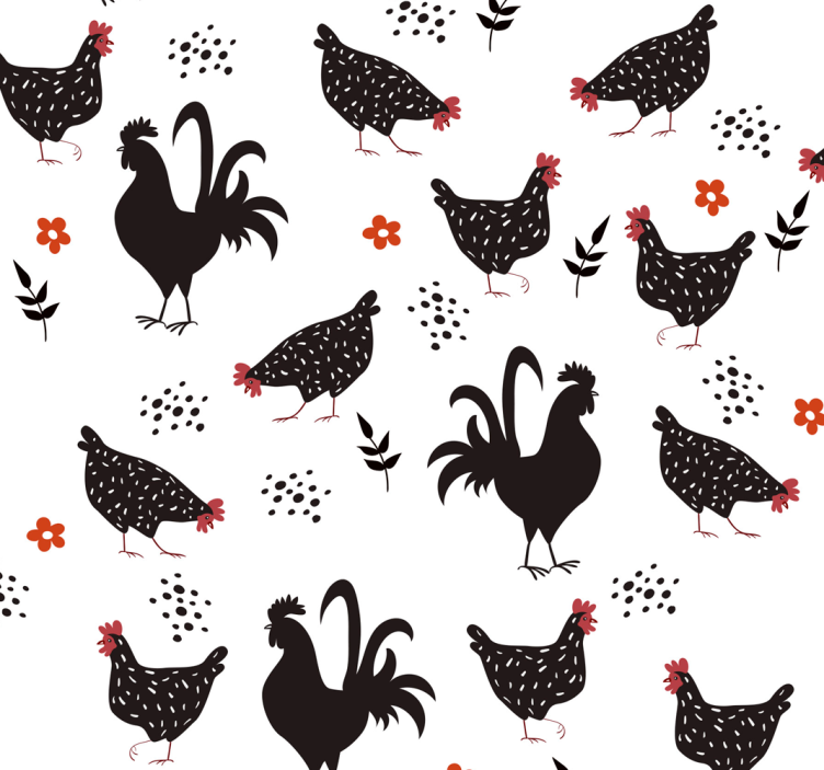 Kitchen roller blind featuring black and white rooster - TenStickers