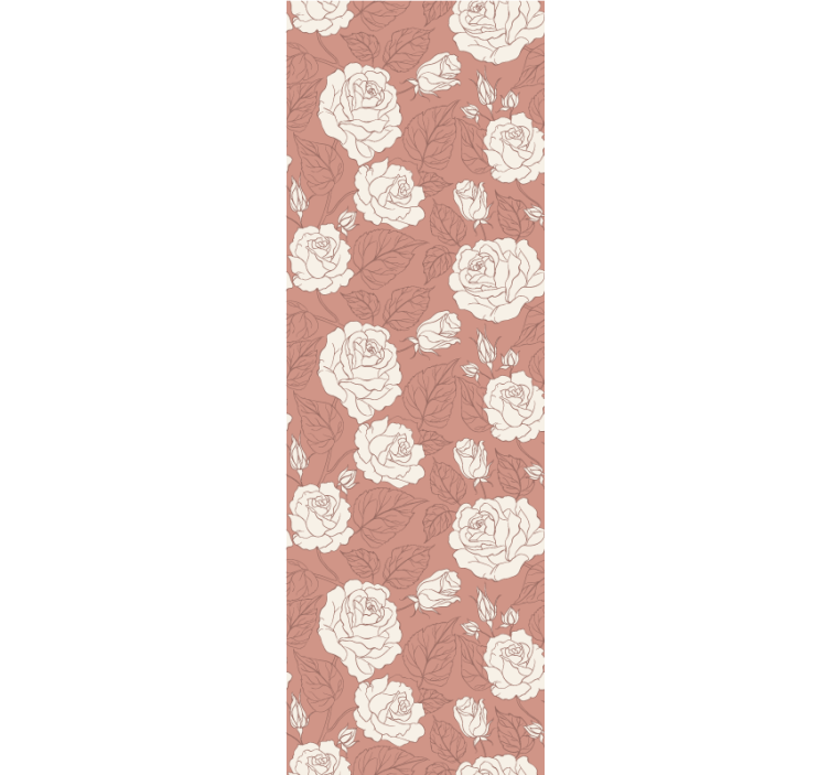 Dining room roller blind terracotta large roses - TenStickers