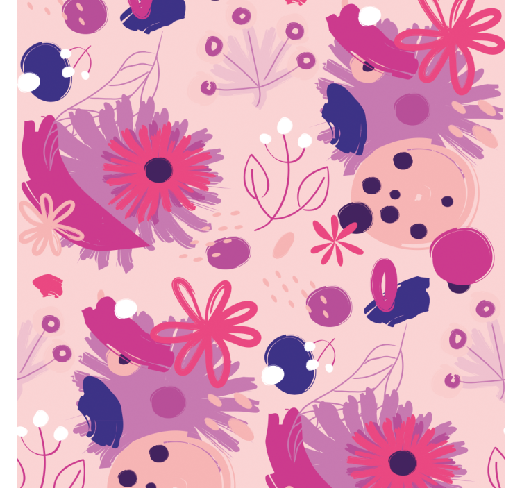 Dining room roller blind abstract purple flowers - TenStickers
