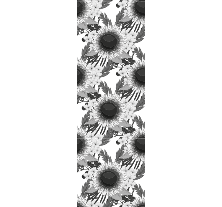 Dining room roller blind with black and white sunflowers - TenStickers