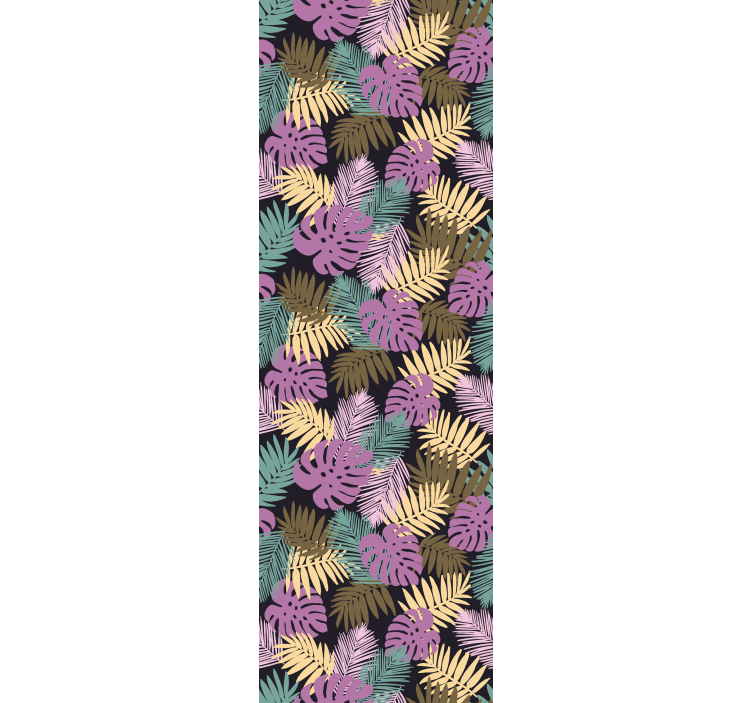 Office roller blind tropical green and pink leaves - TenStickers