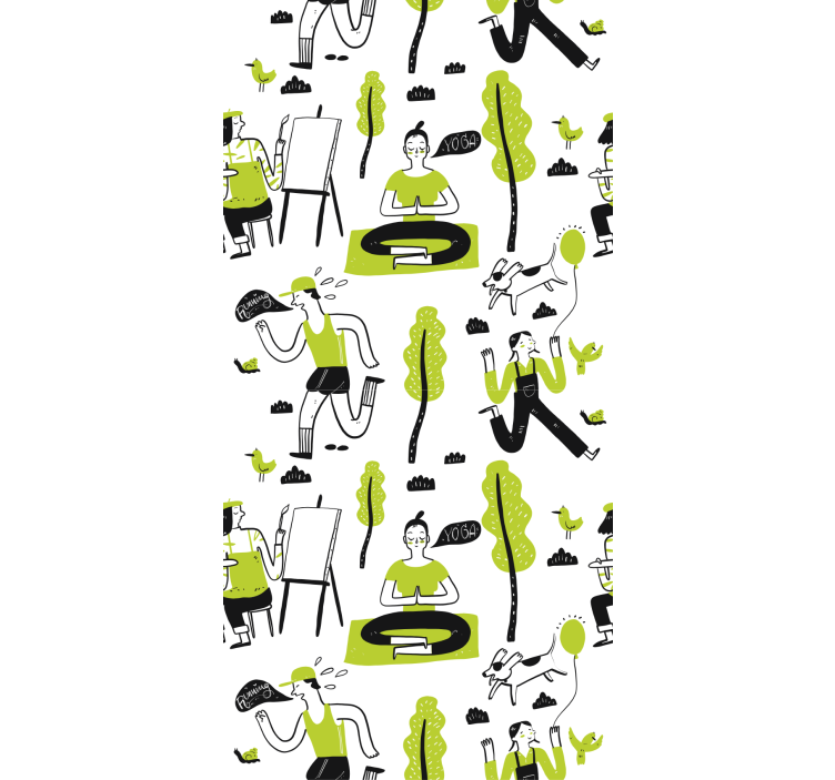 Office roller blind healthy lifestyle doodle set - TenStickers