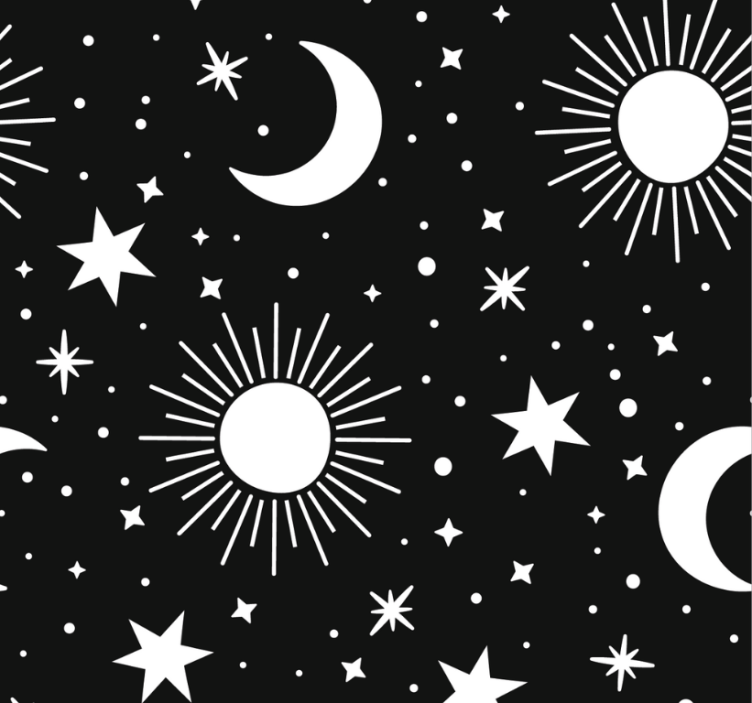 Teenage bedroom roller blind with white stars and moons - TenStickers