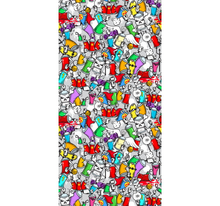 Colourful graffiti spray cans teenage bedroom roller blind - TenStickers