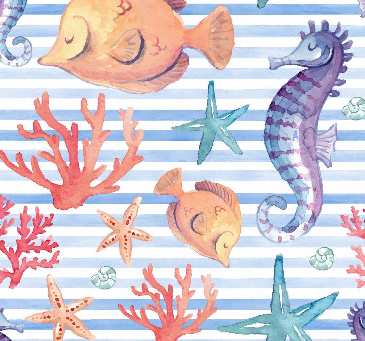 Teenage bedroom roller blind ocean life tiles - TenStickers