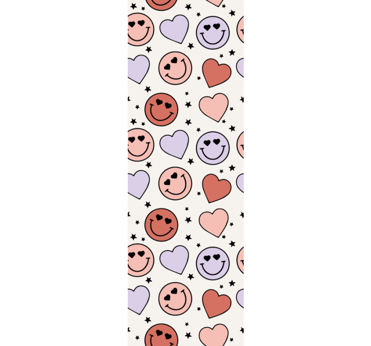 Teenage bedroom roller blind with love and smiley faces - TenStickers