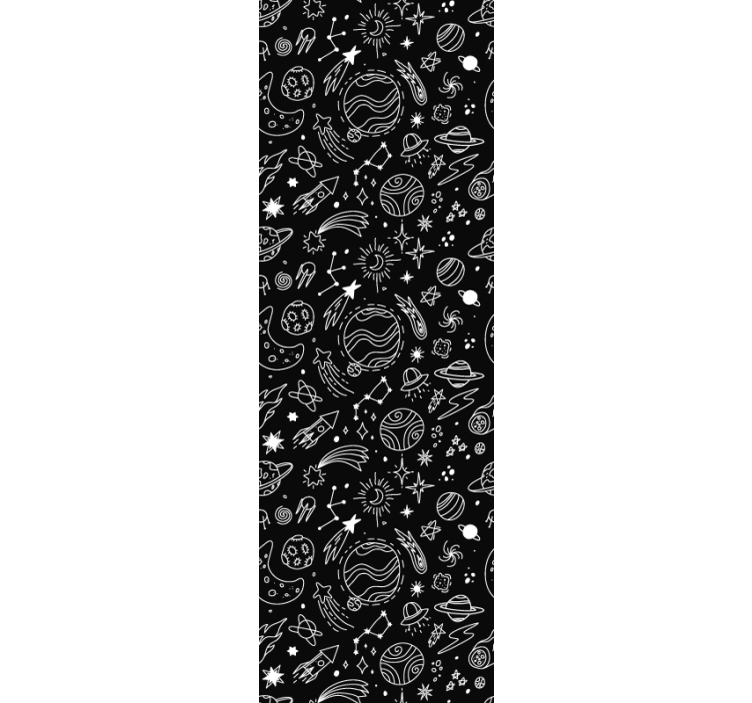 Modern roller blind with cosmic black and white art - TenStickers