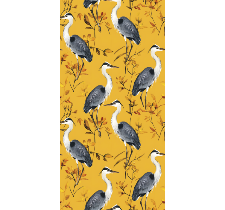 Yellow roller blind herons pattern - TenStickers