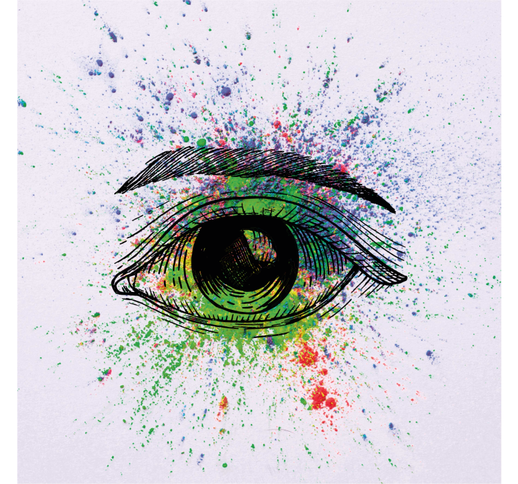 Living room roller blind with abstract colorful eyes - TenStickers