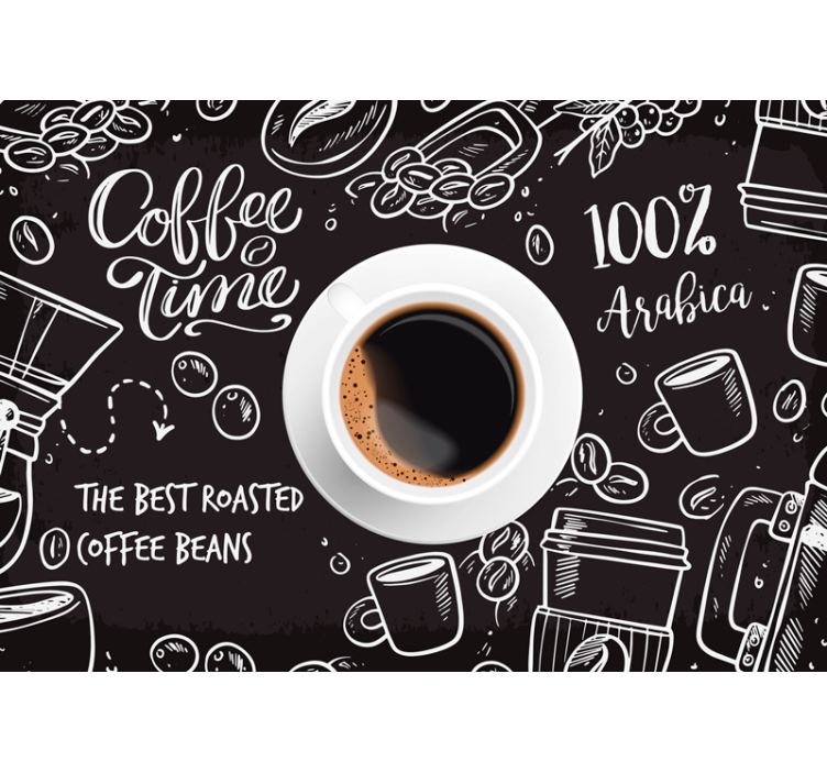 Black roller blind coffee time decor images - TenStickers
