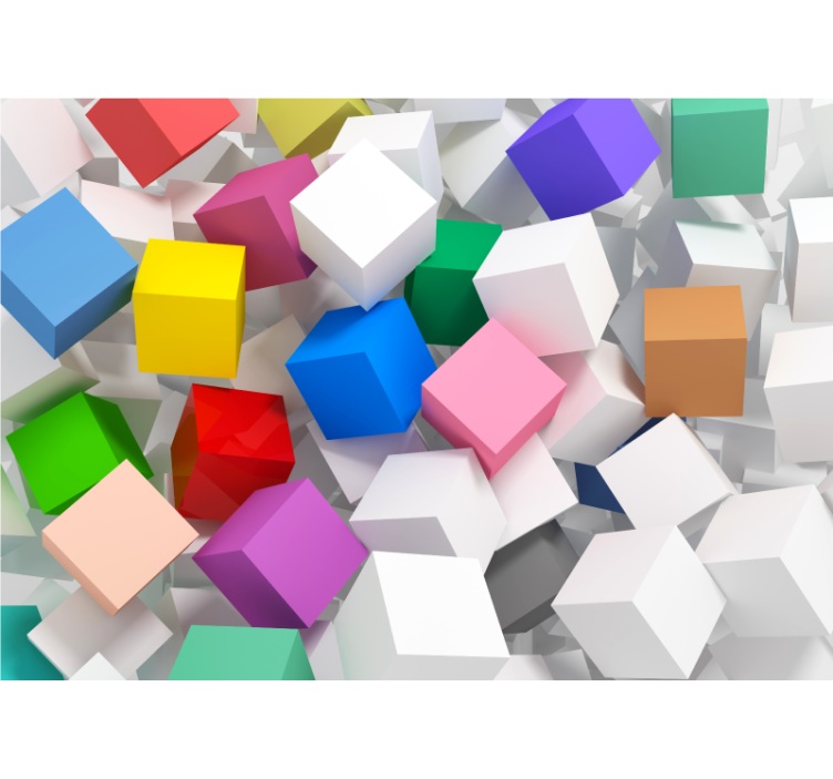 Living room roller blind 3d colorful cube design - TenStickers