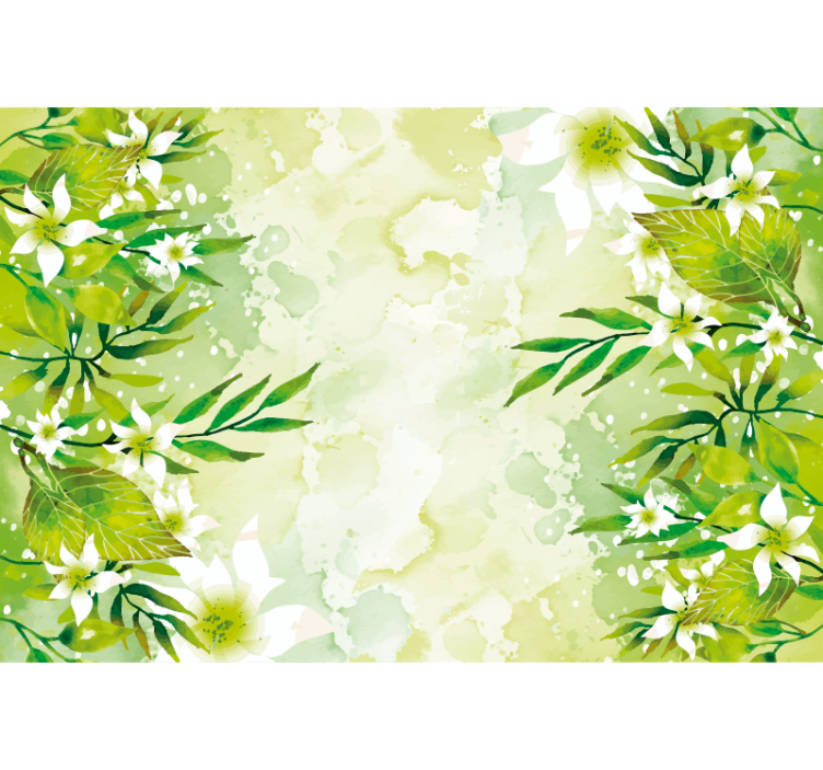 Green roller blind with green floral patterns - TenStickers