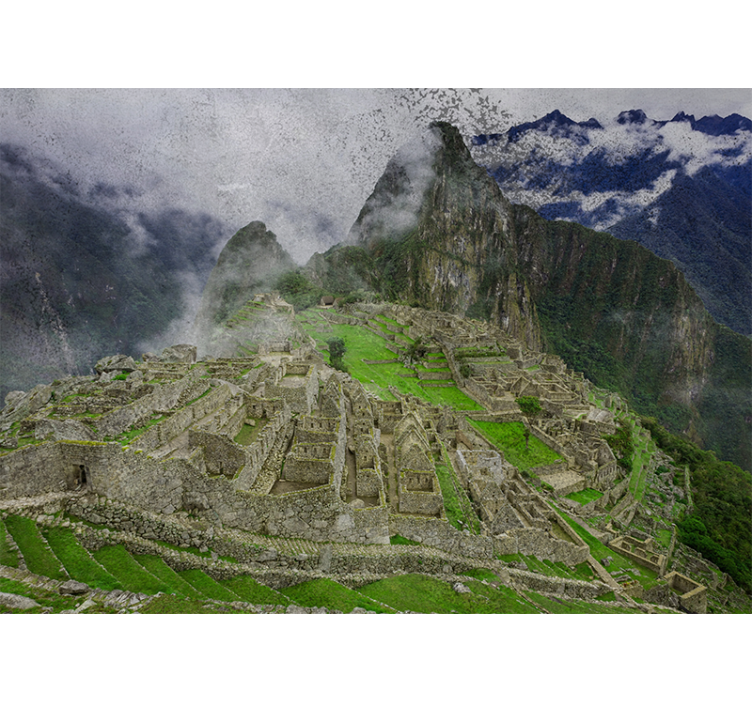 Living room roller blind machu picchu design - TenStickers