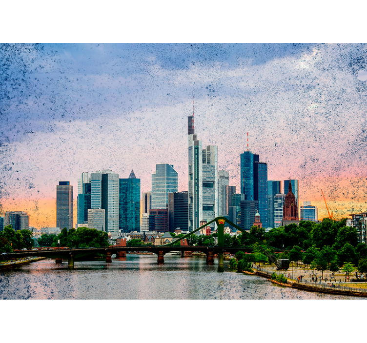 Living room roller blind frankfurt skyline design - TenStickers