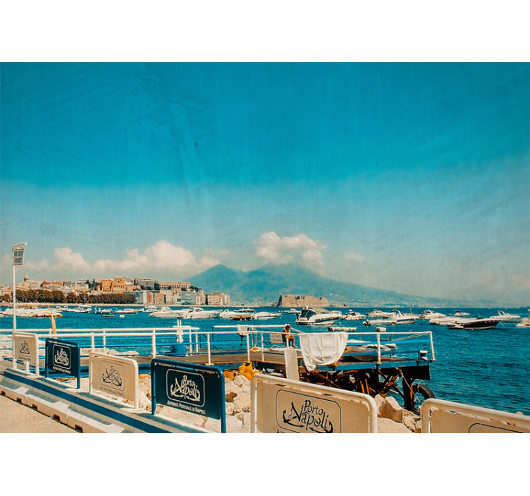 Living room roller blind vesuvius and sea landscape - TenStickers