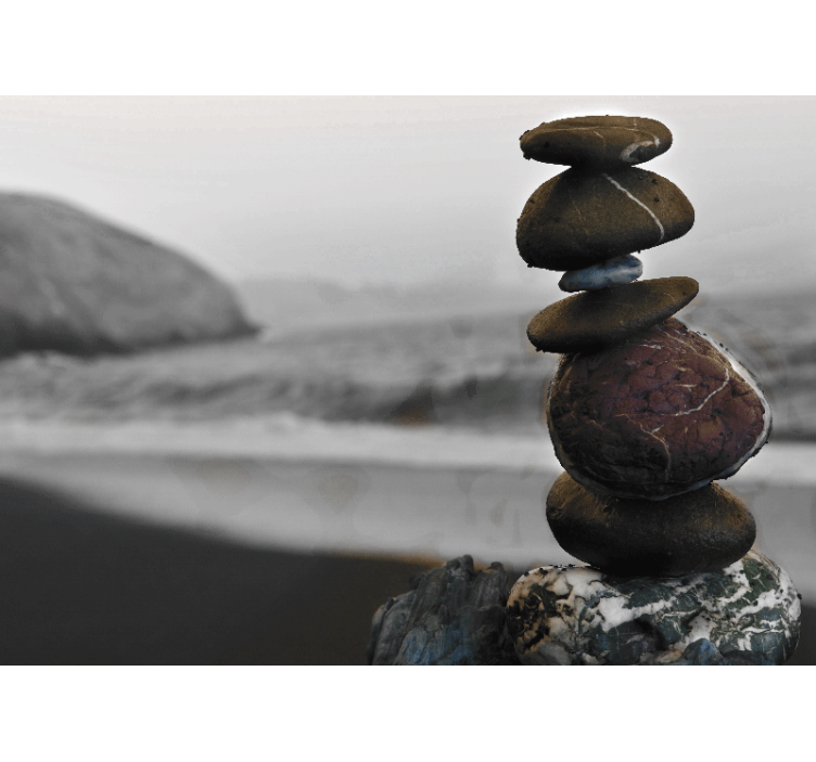 Living room roller blind zen tower stones - TenStickers