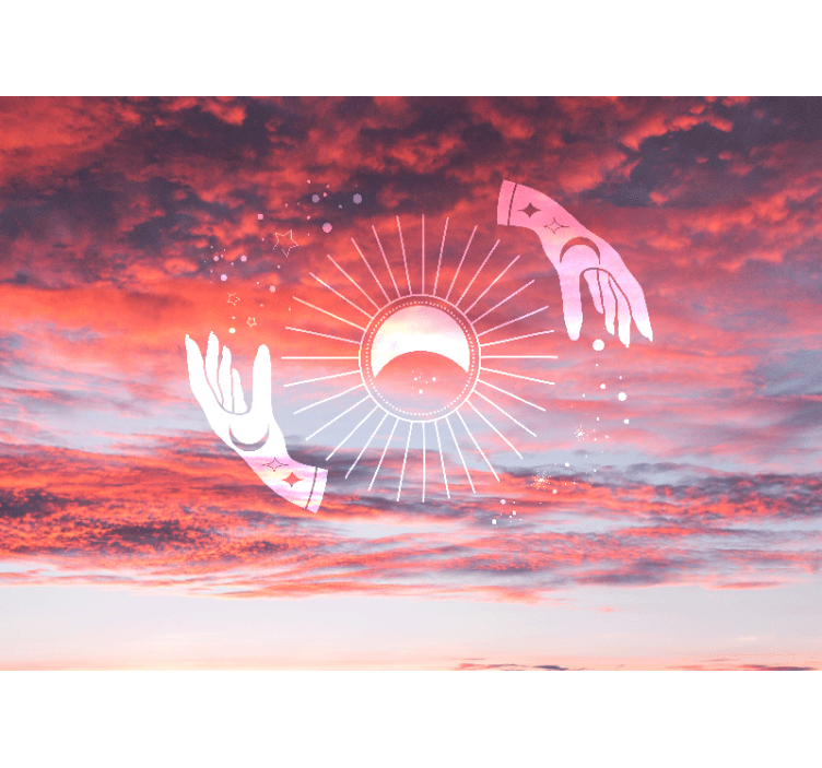 Living room roller blind zen hands raised to the sky - TenStickers