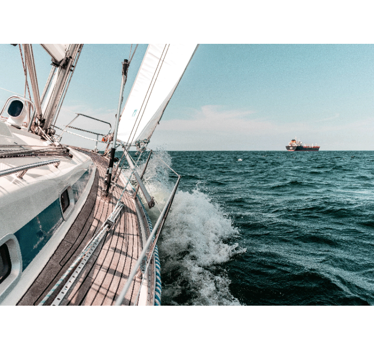 Living room roller blind with sea yacht 3d effect - TenStickers