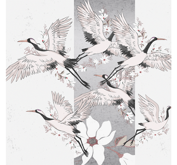 Living room roller blind with oriental birds design - TenStickers