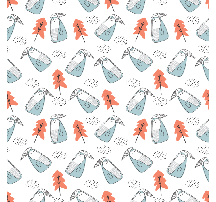Living room roller blind cute minimalist penguins trees - TenStickers