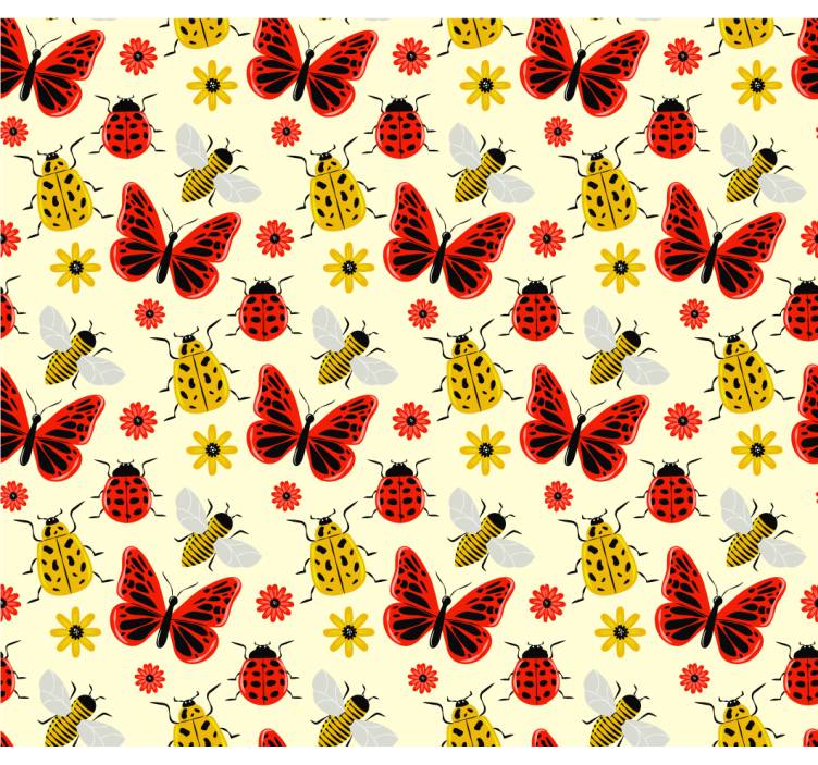 Living room roller blind colorful minimalistic bugs pattern - TenStickers