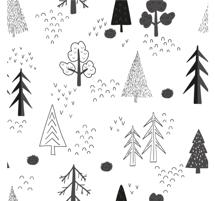 Living room roller blind white minimalist trees - TenStickers